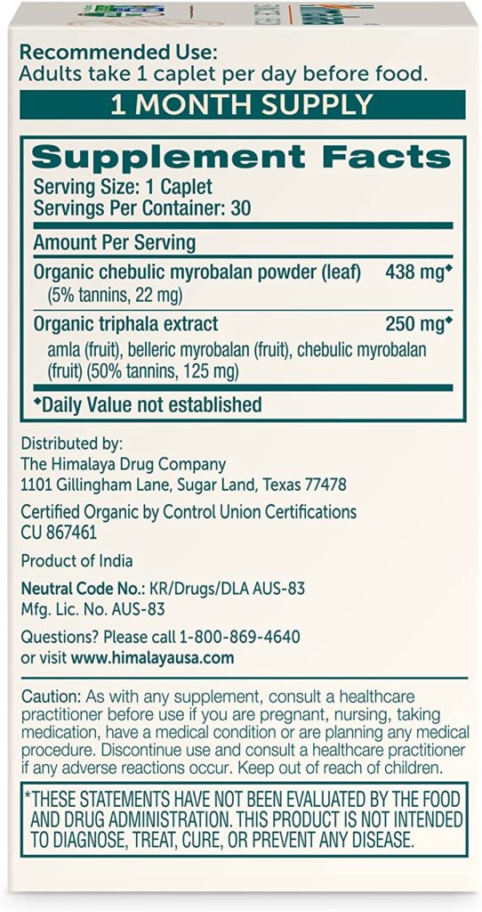 Himalaya Organic Triphala Colon Cleanse Digestive Supplement For