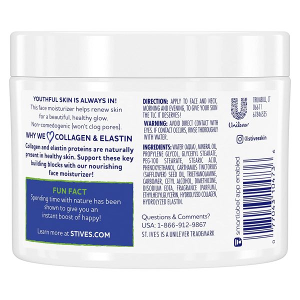 St. Ives Moisturizer Collagen and Elastin Facial Moisturizer Renewing Paraben Free, Dermatologist Tested, Cruelty Free 10 oz - Image 3