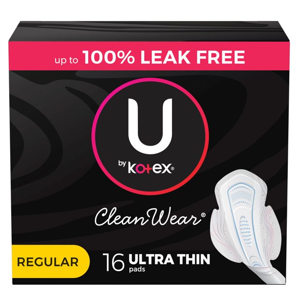 U by Kotex CleanWear Ultra Thin Feminine Pads with Wings, Regular