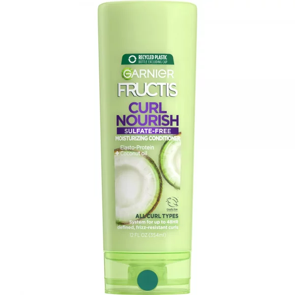 Garnier Fructis Curl Nourish Paraben-Free Conditioner with Coconut Oil, 12 fl oz