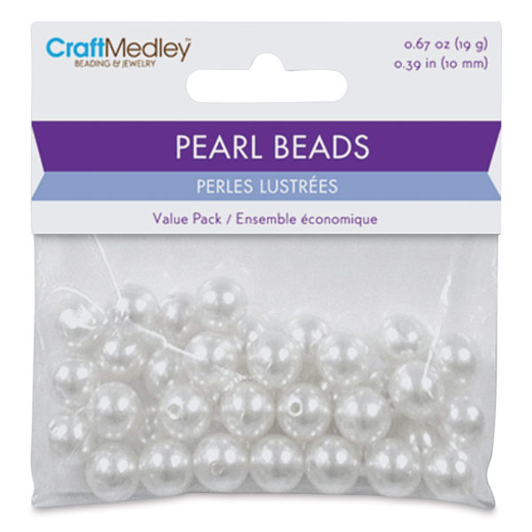 Craft Medley Pearl Acrylic Beads-10mm