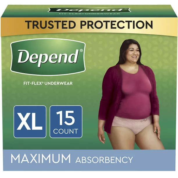 Depend Fit-Flex Adult Incontinence Underwear for Women, Maximum Absorbency,  Extra-Large, Light Pink, 15 Count - Felicity Community Pharmacy