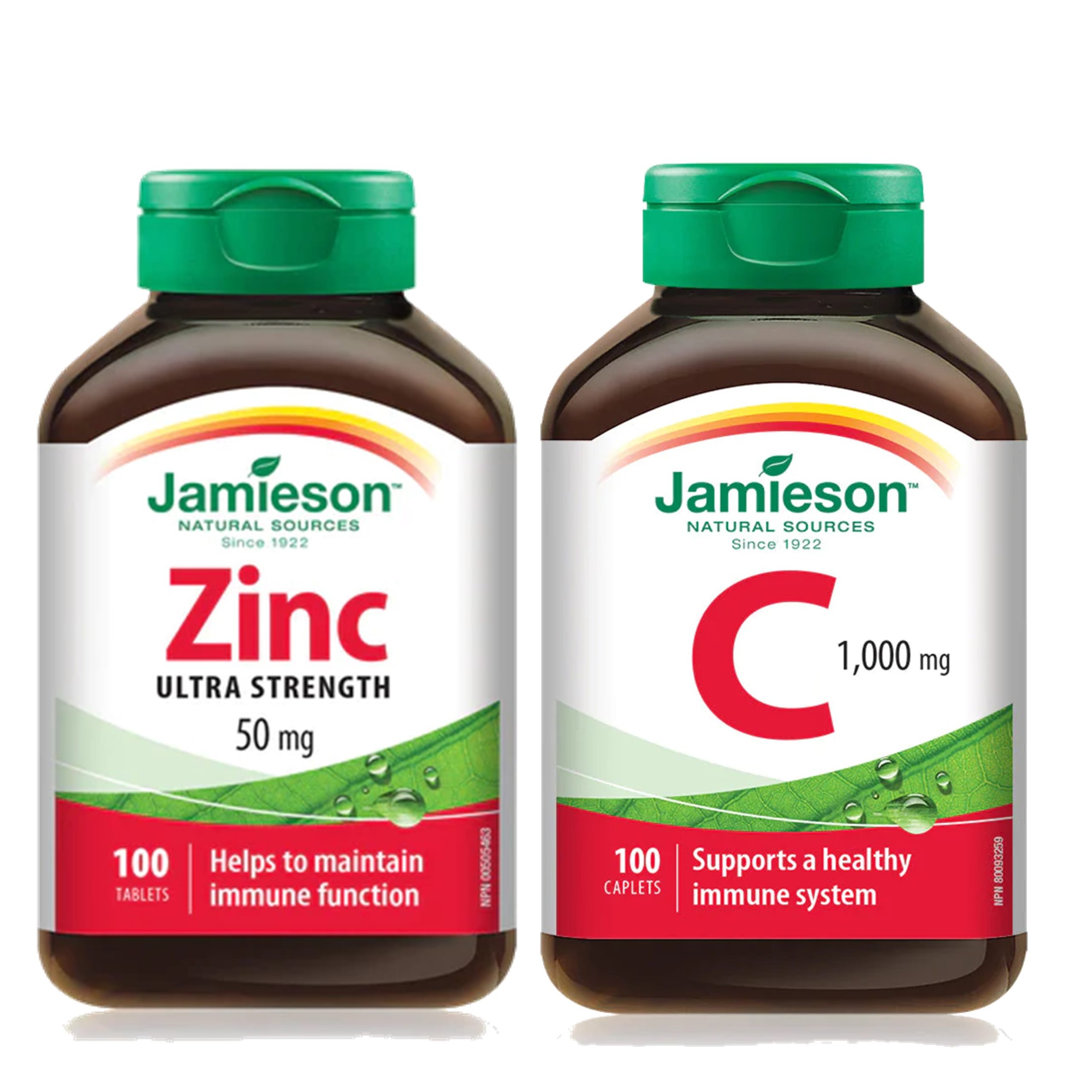 Jamieson Zinc 50mg 100ct Tablets + Jamieson Vitamin C, 1000mg, 100 ...