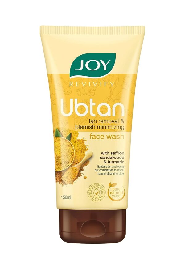 Joy Revivify Ubtan Face Wash|Tan Removal and Blemish Minimizing | With Saffron, Turmeric, Chickpea Flour, Almond Oil, Rose Water, Sandalwood Oil, Walnut Beads | Even Complexion & Natural Glow 150 ml - Image 4