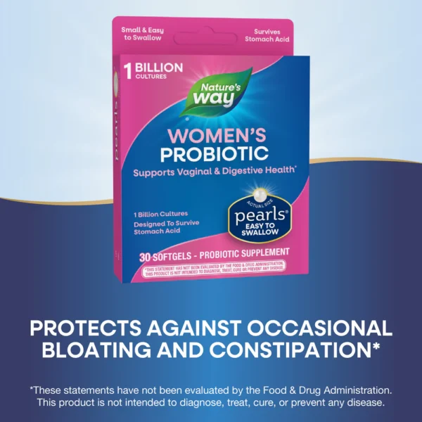 Nature's Way Probiotic Pearls for Women, Vaginal &Digestive Health Support*, Protects Against Constipation & Bloating*, 30 Softgels - Image 4