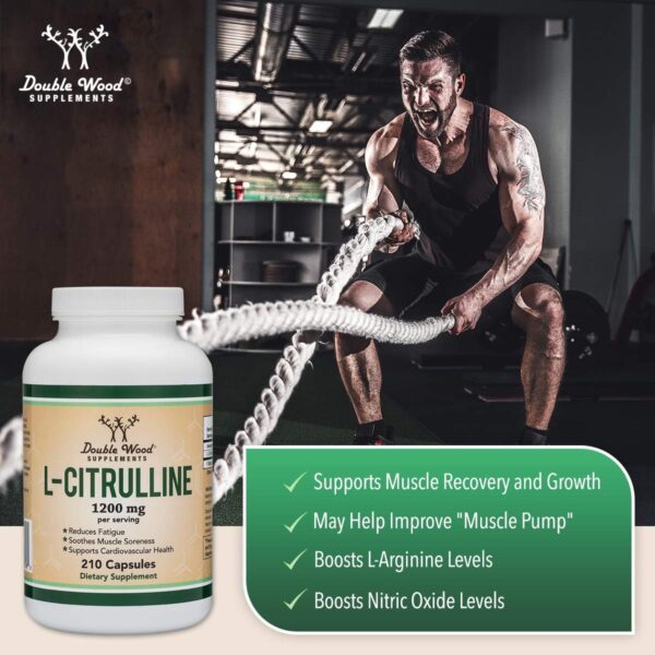 L Citrulline Capsules 1,200mg Per Serving, 210 Count- Increases Levels of L-Arginine, Acts as a Nitric Oxide Booster- Muscle Recovery Supplement to Improve Muscle Pump by Double Wood - Image 4