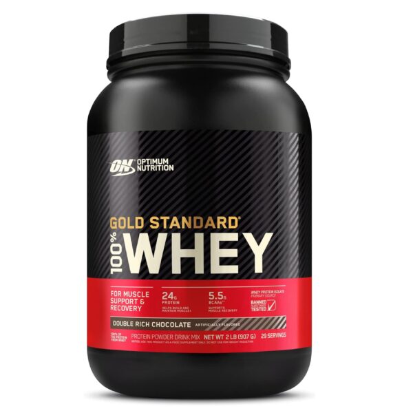 Optimum Nutrition Gold Standard 100% Whey Protein Powder, Double Rich Chocolate, 2 Pound (Packaging May Vary)