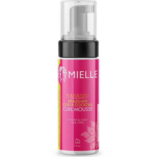 Mielle Organics Babassu Brazilian Curly Cocktail Curl Mousse for Dry & Curly Hair Types, Mousse for Frizzy Hair, 7.5 Ounces - Online Only