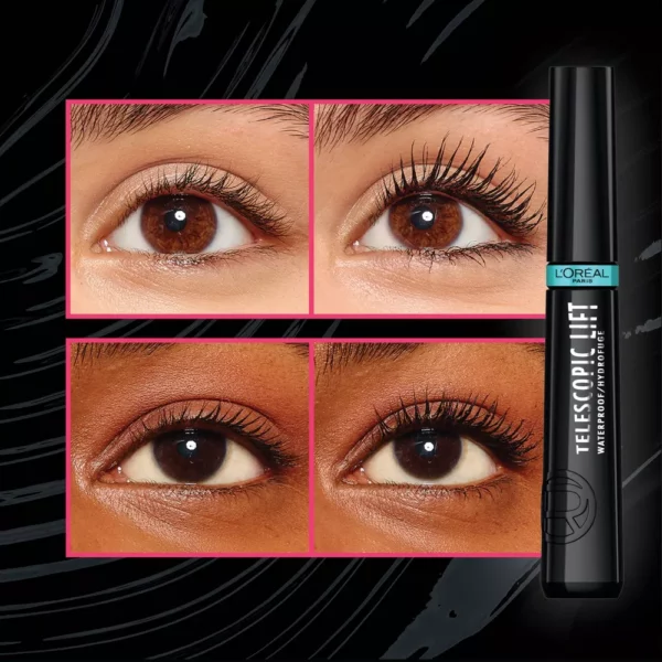 L'Oreal Paris Telescopic Lift Volumizing Mascara 36HR Wear - 0.33 fl oz - 993 Waterproof Black - Image 4