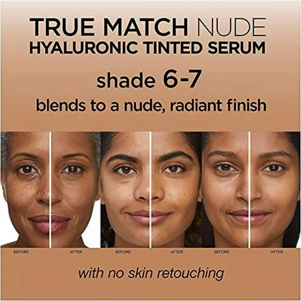 L'Oreal Paris True Match Nude Hyaluronic Tinted Serum Foundation with 1% Hyaluronic acid, Tan 6-7, 1 fl. oz. - Image 3