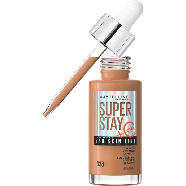 Maybelline Super Stay Up to 24HR Skin Tint, Radiant Light-to-Medium Coverage Foundation, Makeup Infused With Vitamin C, 338