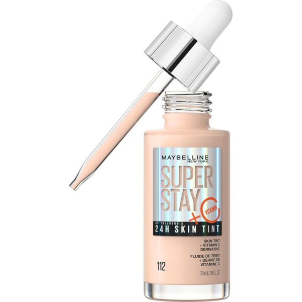 Maybelline Super Stay Up to 24HR Skin Tint, Radiant Light-to-Medium Coverage Foundation, Makeup Infused With Vitamin C, 112