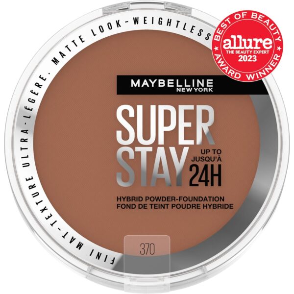 Maybelline Super Stay Up to 24HR Hybrid Powder-Foundation, Medium-to-Full Coverage Makeup, Matte Finish, 370 - Image 3