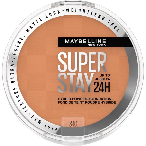 Maybelline Super Stay Up to 24HR Hybrid Powder-Foundation, Medium-to-Full Coverage Makeup, Matte Finish, 340 - Image 3