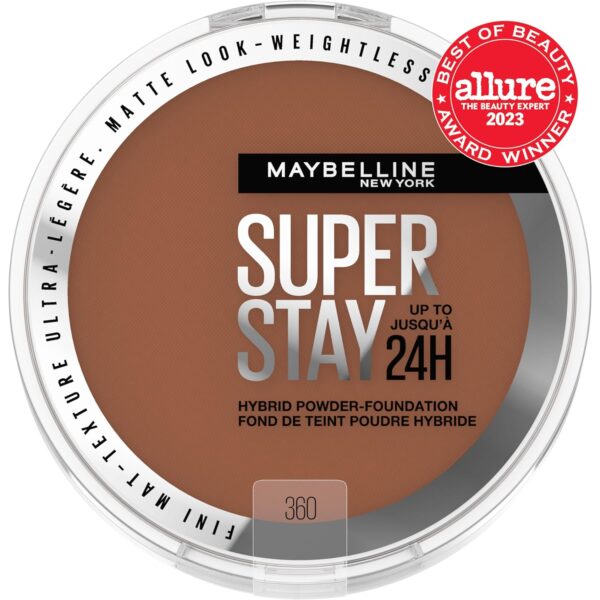 Maybelline Super Stay Up to 24HR Hybrid Powder-Foundation, Medium-to-Full Coverage Makeup, Matte Finish, 360 - Image 3