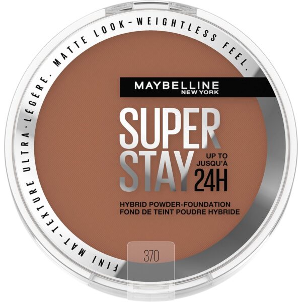 Maybelline Super Stay Up to 24HR Hybrid Powder-Foundation, Medium-to-Full Coverage Makeup, Matte Finish, 370