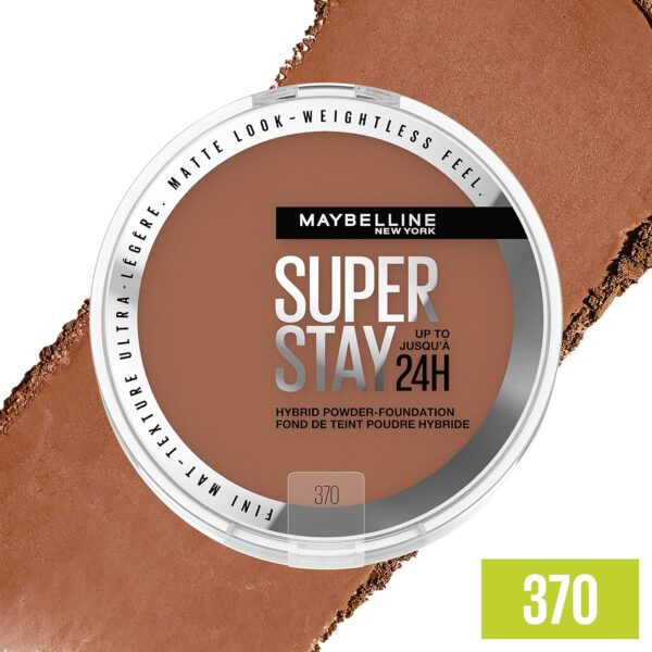 Maybelline Super Stay Up to 24HR Hybrid Powder-Foundation, Medium-to-Full Coverage Makeup, Matte Finish, 370 - Image 5