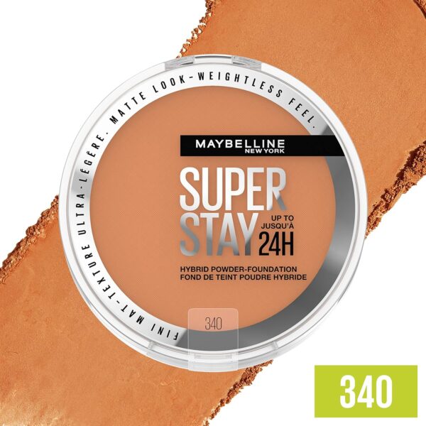 Maybelline Super Stay Up to 24HR Hybrid Powder-Foundation, Medium-to-Full Coverage Makeup, Matte Finish, 340 - Image 4