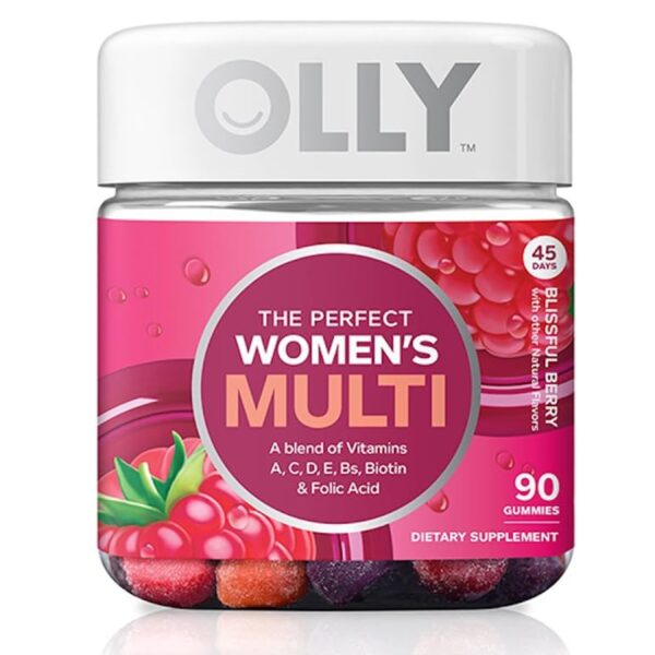 OLLY Perfect Women's Multivitamin Gummy Supplement, with Biotin & Folic Acid, Blissful Berry, 90 Count (45 Day Supply)