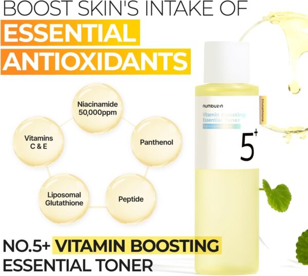numbuzin No.5+ Vitamin Boosting Essential Toner | Niacinamide, Hyperpigmentation Brightening, Antioxidant, Non-irritating, 3.38 Fl Oz - Image 2