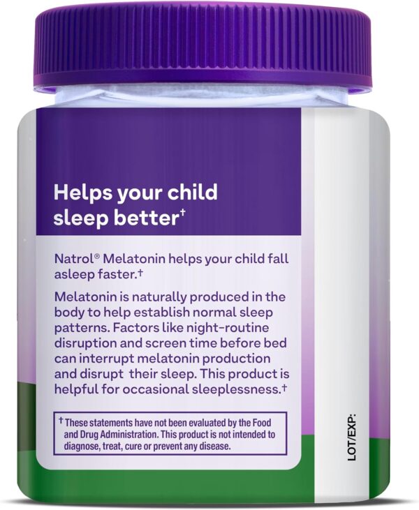 Natrol Kids Melatonin 1mg, Supplement for Restful Sleep, Sleep Gummies for Children, 90 Raspberry-Flavored Melatonin Gummies, 90 Day Supply - Image 7