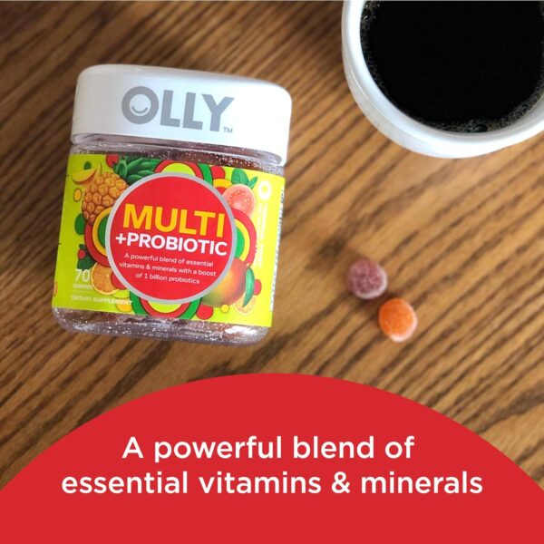 Olly Multi + Probiotic Adult Multivitamin Gummy, 1 Billion CFUs, Digestive and Immune Support Chewable Supplement, 35 Day Supply (70 Gummies), Tropical Twist - Image 7