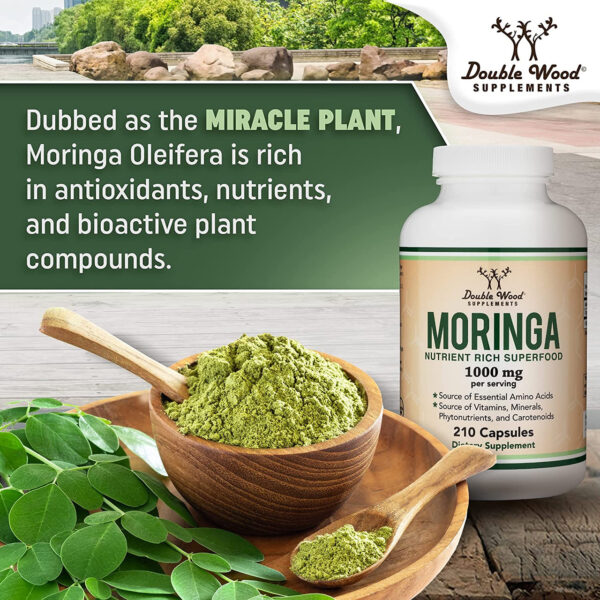 Double Wood Moringa 1000mg, 210 Capsules - Image 3