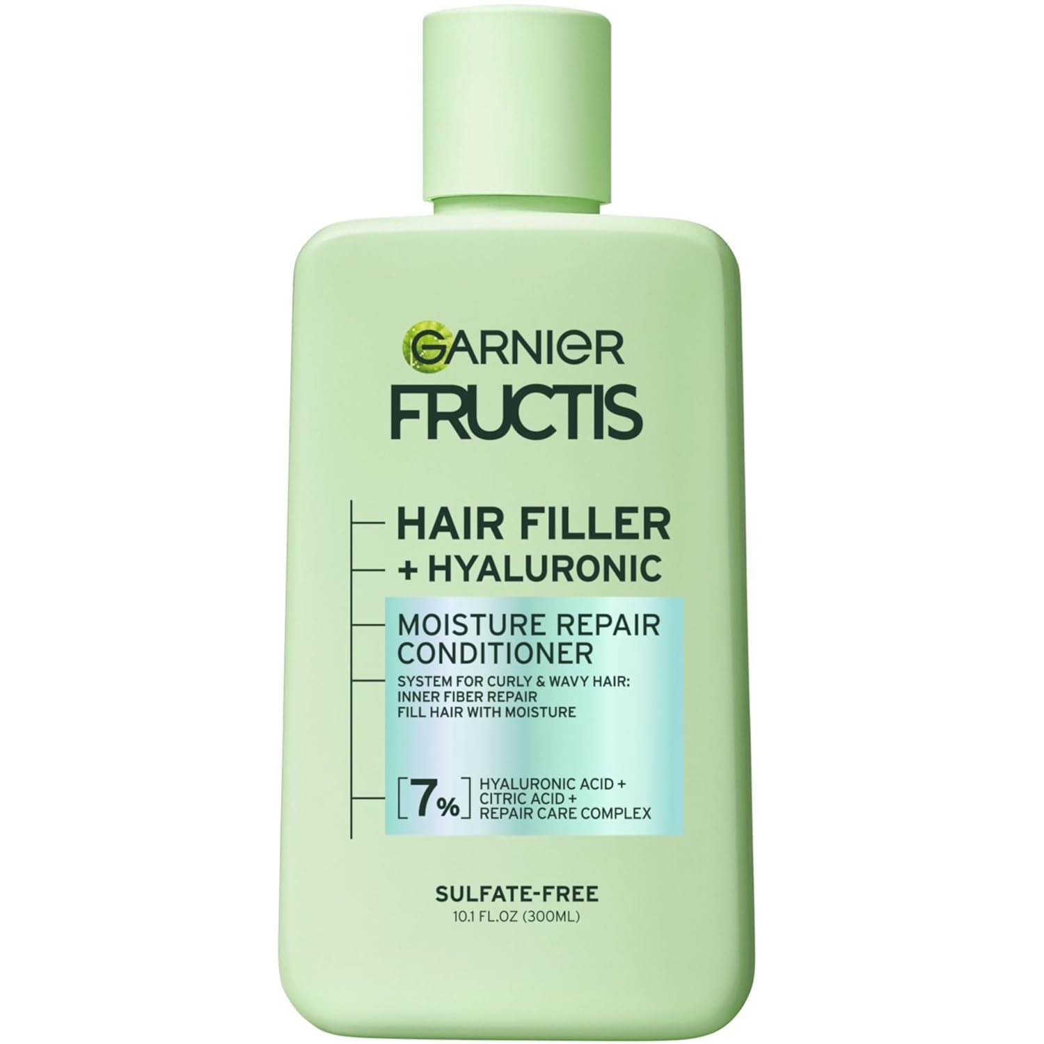 Garnier Fructis Hair Filler Moisture Repair Conditioner, Sulfate Free Conditioner for Curly, Wavy Hair with Hyaluronic Acid, 10.1 Fl Oz