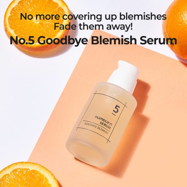 numbuzin No.5 Goodbye Blemish Serum | Vitamin C, Niacinamide, Antioxidant, Dark Spots, Acne Scars, Lightweight Gel | Korean Skin Care for Face, 1.69 fl oz - Image 3