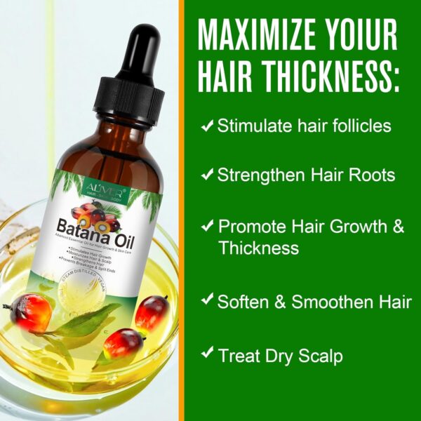 ALIVER Batana Oil for Hair Growth, Batana Oil Organic Cold Press, 100% Natural Batana Hair Oil - Image 2