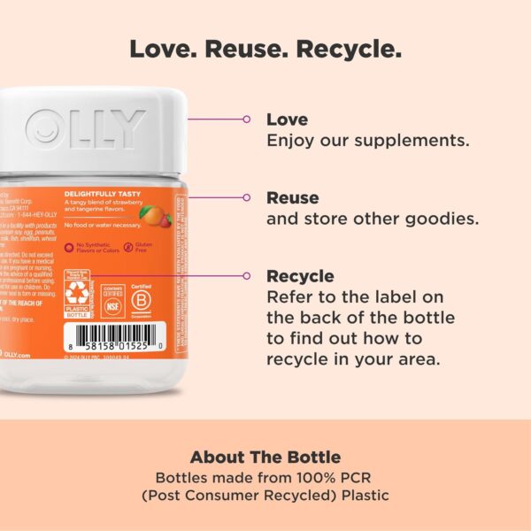 OLLY Laser Focus Gummy, Ginseng, Alpha GPC, B Vitamins, Berry Tangerine Flavor - 36 Count - Image 3