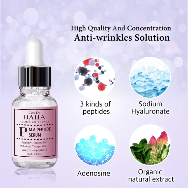 Cos de BAHA Peptide Complex Facial Serum with Matrixyl 3000 & Argireline - Anti Aging & Wrinkles - 1oz (30ml) - Image 6