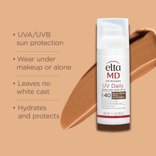 EltaMD UV Daily SPF 40 Tinted Face Sunscreen Moisturizer, DEEP Tinted Moisturizer for Face with SPF, Great for Dry, Combination, and Normal Skin - Image 3