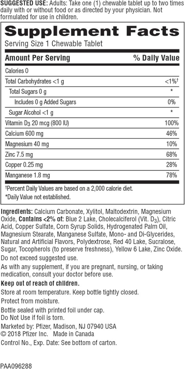 Caltrate Chewables 600 Plus D3 Plus Minerals Calcium Vitamin D Supplement, Cherry, Orange and Fruit Punch - 60 Count - Image 4