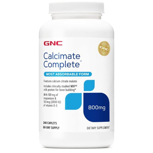 GNC Calcimate Complete 800mg | Most Absorbable Form of Calcium | 240 Count