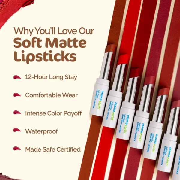 mamaearth Soft Matte Long Stay Lipstick – Mulberry Pink – 3.5 g - Image 3