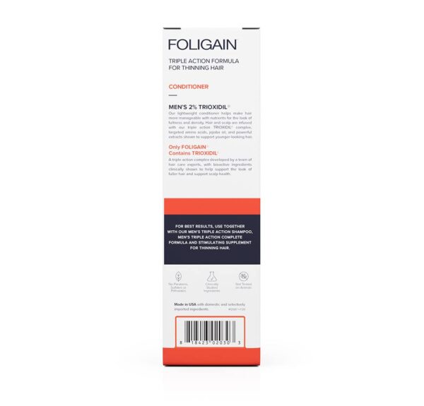 Foligain Triple Action Conditioner For Thinning Hair, Volumizing Conditioner for Men, 8 Fl. Oz. - Image 3