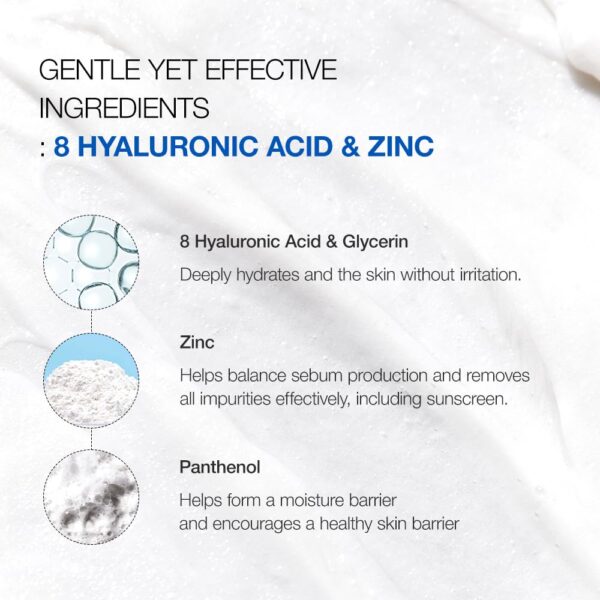 ANUA Hydrating Gentle Foaming Cleanser, Hyaluronic Acid, Glycerin, Zinc, Panthenol, Korean Face Wash for Dry Skin, for Double Cleansing, Korean Skincare (150ml/5.07fl oz.) - Image 6