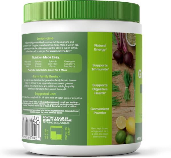 Amazing Grass Green Superfood Energy: Greens Powder with Plant Based Caffeine, Matcha Green Tea and Flax Seed, Nootropics Support, Lemon Lime, 30 Servings - Image 4