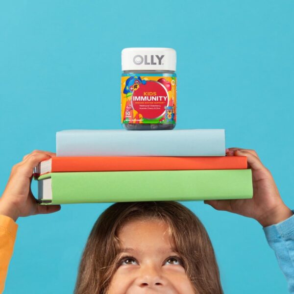 OLLY Kids Immunity Gummy, Immune Support, Wellmune, Elderberry, Vitamin C, Zinc, Chewable Supplement, Cherry - 50 Count - Image 3