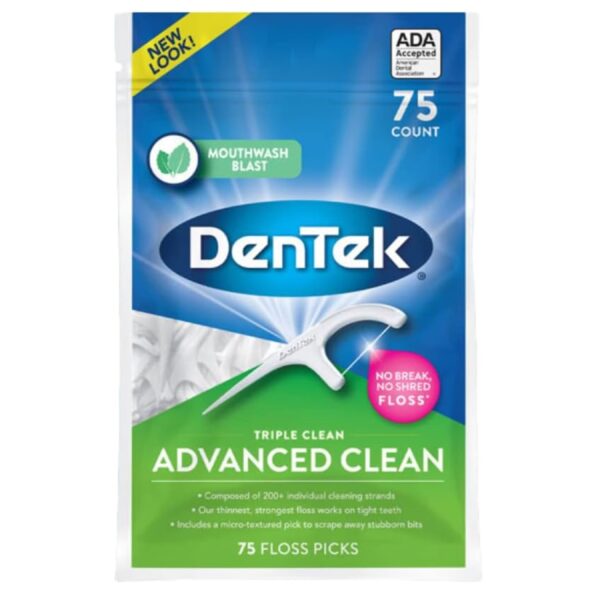 DenTek Triple Advanced Clean Mouthwash Blast Floss Picks, 75 Count