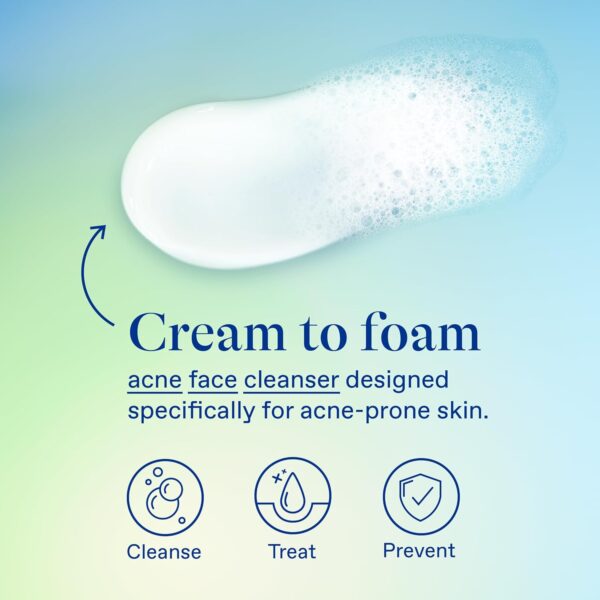 Differin Acne Face Wash with 10% Benzoyl Peroxide, Maximum Strength OTC Acne Foaming Cleanser, Fast Acting Acne Treatment for Face and Body, 5 oz - Image 6
