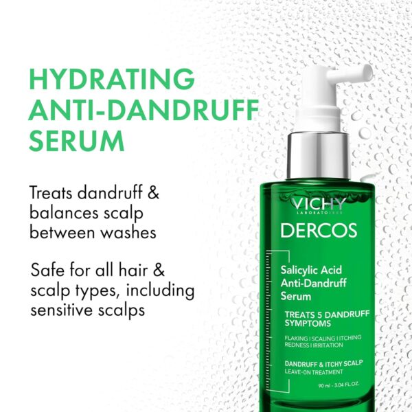 Vichy Dercos Salicylic Acid Anti-Dandruff Treatment, Scalp Treatment Targets Dandruff Symptoms & Leaves Head Feeling Hydrated & Soothed, Serum Provides Flake & Itch Relief, 3 Fl. Oz. - Image 5