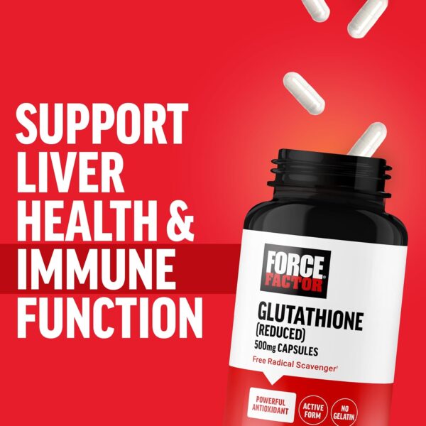 FORCE FACTOR Glutathione Supplement, Antioxidant Supplement with Reduced Glutathione 500mg 60ct - Image 2