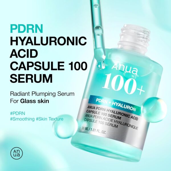 Anua PDRN Hyaluronic Acid Capsule 100 Serum, Radiant Face Serum, Hyaluronic Acid, Hydration, Moisture Plumping effect, Natural color, Fragrance free, Korean Skincare, 30ml / 1.01 fl. oz - Image 3