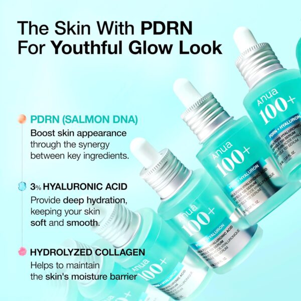 Anua PDRN Hyaluronic Acid Capsule 100 Serum, Radiant Face Serum, Hyaluronic Acid, Hydration, Moisture Plumping effect, Natural color, Fragrance free, Korean Skincare, 30ml / 1.01 fl. oz - Image 4