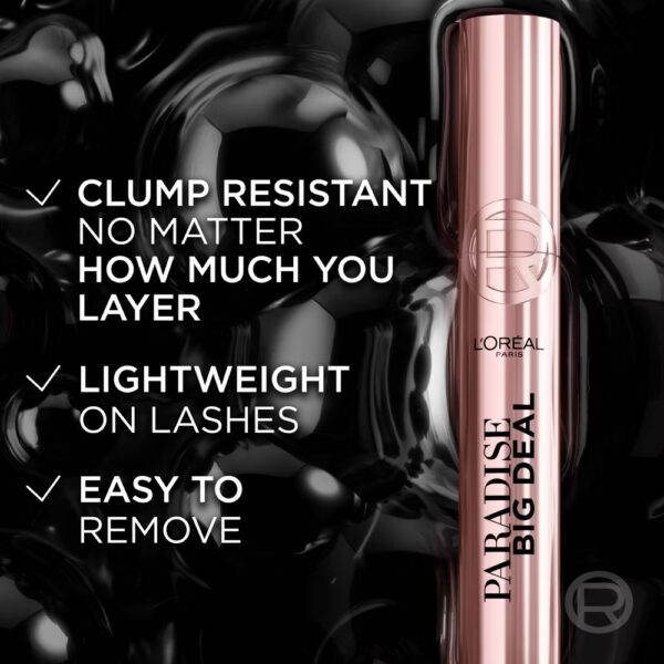 L'Oreal Paris Paradise Big Deal Volumizing and Lengthening Mascara - 0.33 fl oz- 775 Blackest Black - Image 5
