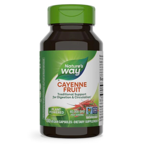 Nature's Way Cayenne 40,000 HU - Digestion Supplement – Helps to aid digestion-Cayenne Pepper Capsules -Non-GMO - 100 Vegetarian Capsules