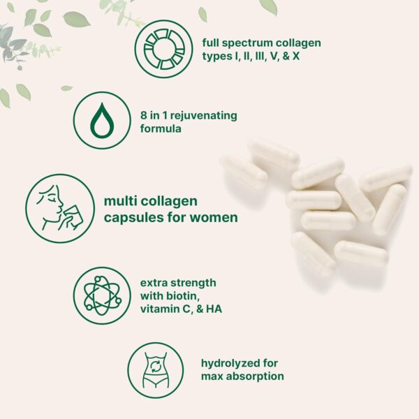 Micro Ingredients Multi Collagen Pills for Women & Men, 240 Capsules | Type I, II, III, V, X - Hydrolyzed Collagen Peptides with Biotin, Hyaluronic Acid & Vitamin C | Hair, Skin, Nail & Joint Support - Image 6