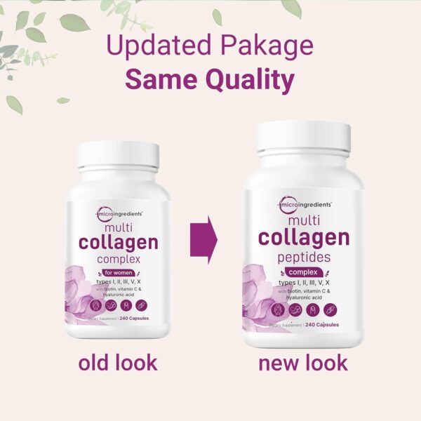 Micro Ingredients Multi Collagen Pills for Women & Men, 240 Capsules | Type I, II, III, V, X - Hydrolyzed Collagen Peptides with Biotin, Hyaluronic Acid & Vitamin C | Hair, Skin, Nail & Joint Support - Image 7